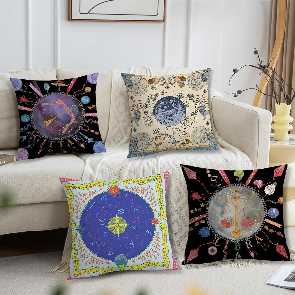 Constellation Retro Romance Cushion Cover Comfortable Soft Pillow Case for Sofa Living Room Home Office Decor Protective Covers