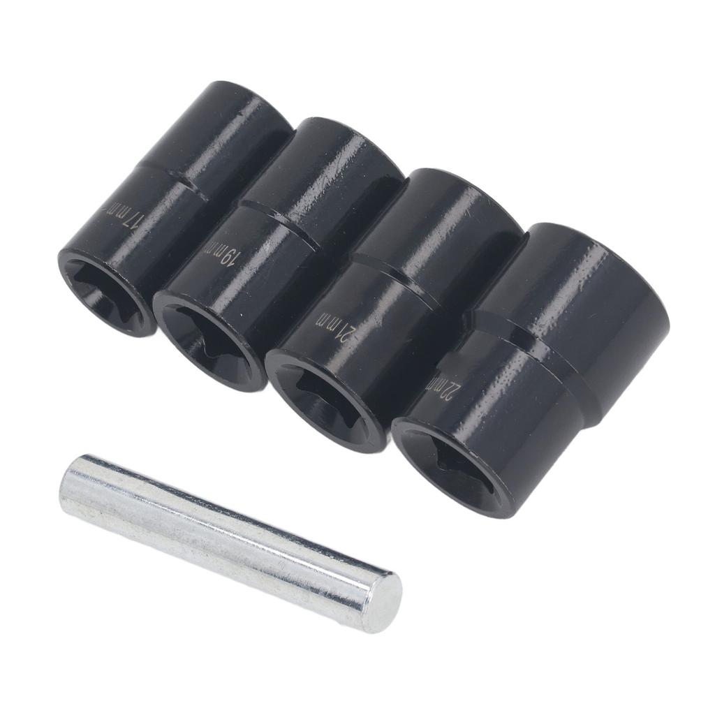 5-teiliges Schraubenausdreher-Set 12-Kant Antrieb Impact Radmutterentferner Werkzeug Metrisch 17mm 19mm 21mm 22mm Cr Mo