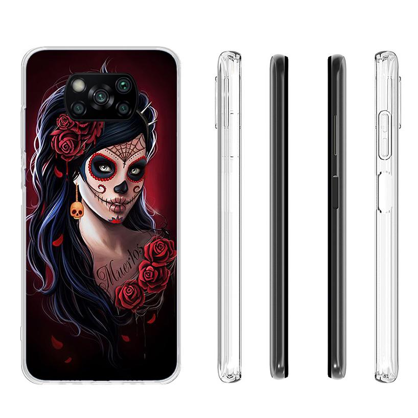 Catrina Beautiful Rose Girl Skull Phone Case For Xiaomi Poco X7 X6 X5 Pro F7 Ultra Redmi 15C 15 13C 13 12C 12 10 10A 10C 9 9A 9C