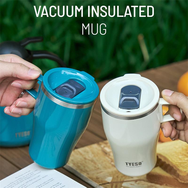 TYESO Stainless Steel Insulated Coffee Cup 400/500ML Tumbler Bottle Car Mug With Handle Thermal Iced Travel Mug Home Outdoor