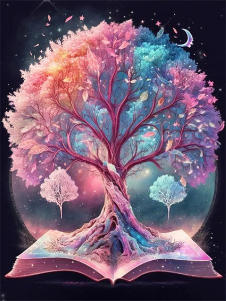 5D Diy Diamond Painting Fantasy Tree Embroidery Mosaic Book Landscape Square Round Home Decor