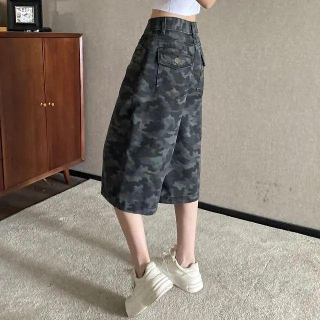 American Camouflage Plus Size Seven-Point Women's Summer Jeans