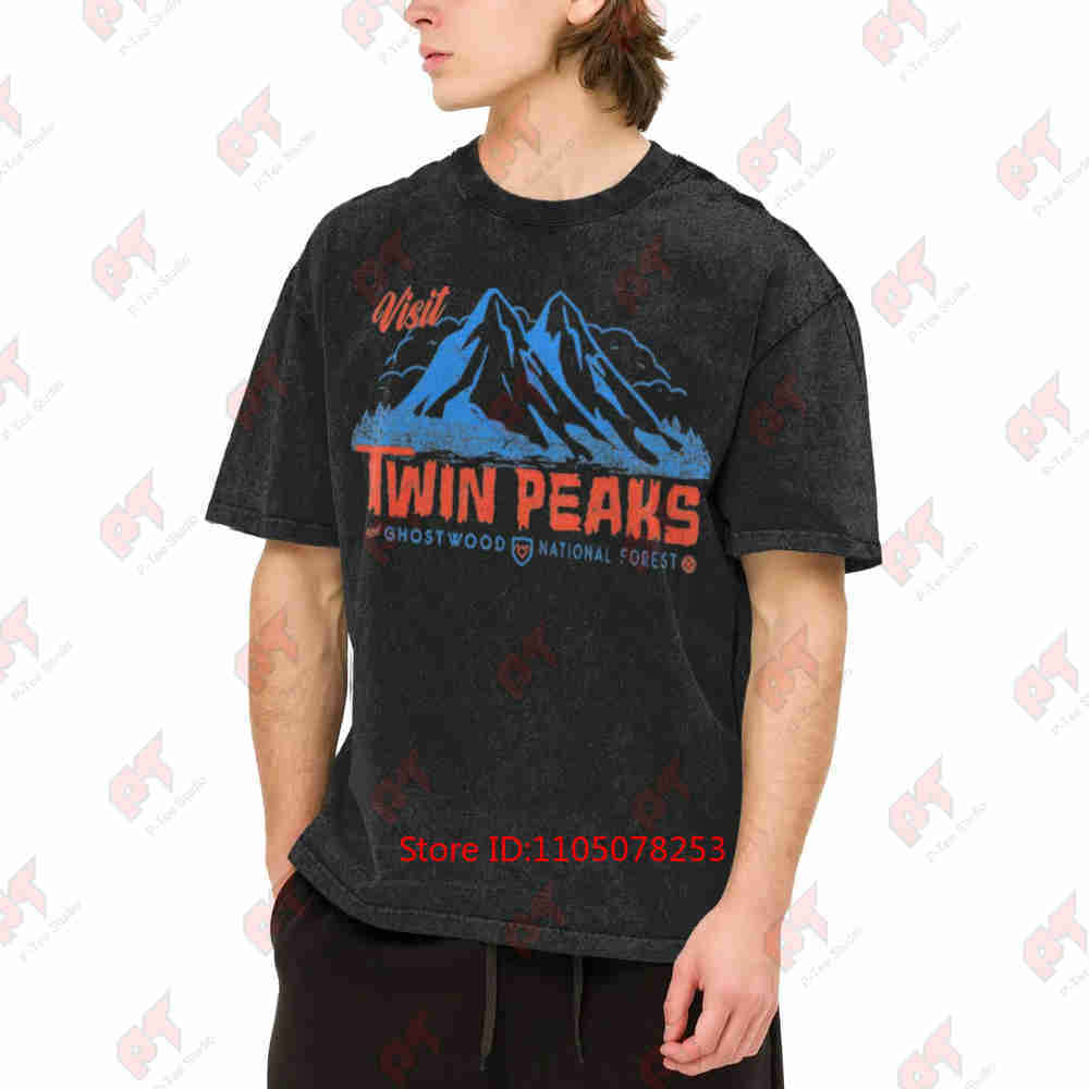 Twin Peaks Sheriff Department Iconic Logo Vintage Washed Tee Pure Cotton T-Shirt