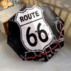 1PC Route 66 Umbrella Portable Folding Umbrella Iron Frame Hole Bone Structure Outdoor Home Umbrella A3