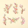 Plum & Peach Blossom Embroidery Fabric Stickers for Jackets & Notebooks - DIY Handmade Accessories