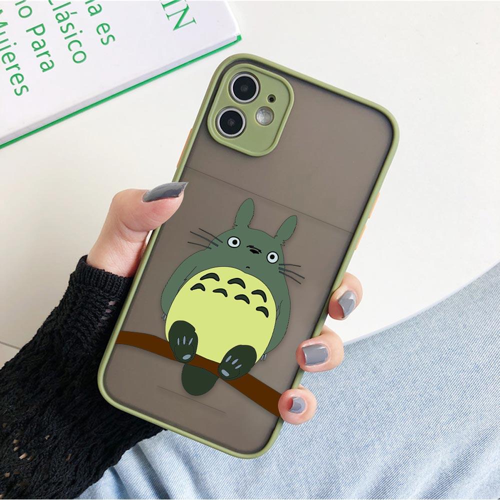 Custodia per telefono divertente anime giapponese Totoro per iPhone 11 12 13 14 Pro Max XR X 8 7 Plus Pro XS Mini Custodie con sensazione di pelle Copertura in silicone