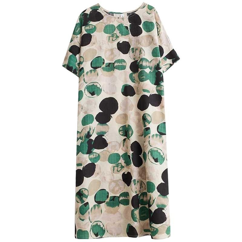 Summer New Retro Polka Dot Big Size Loose Casual Dress Women