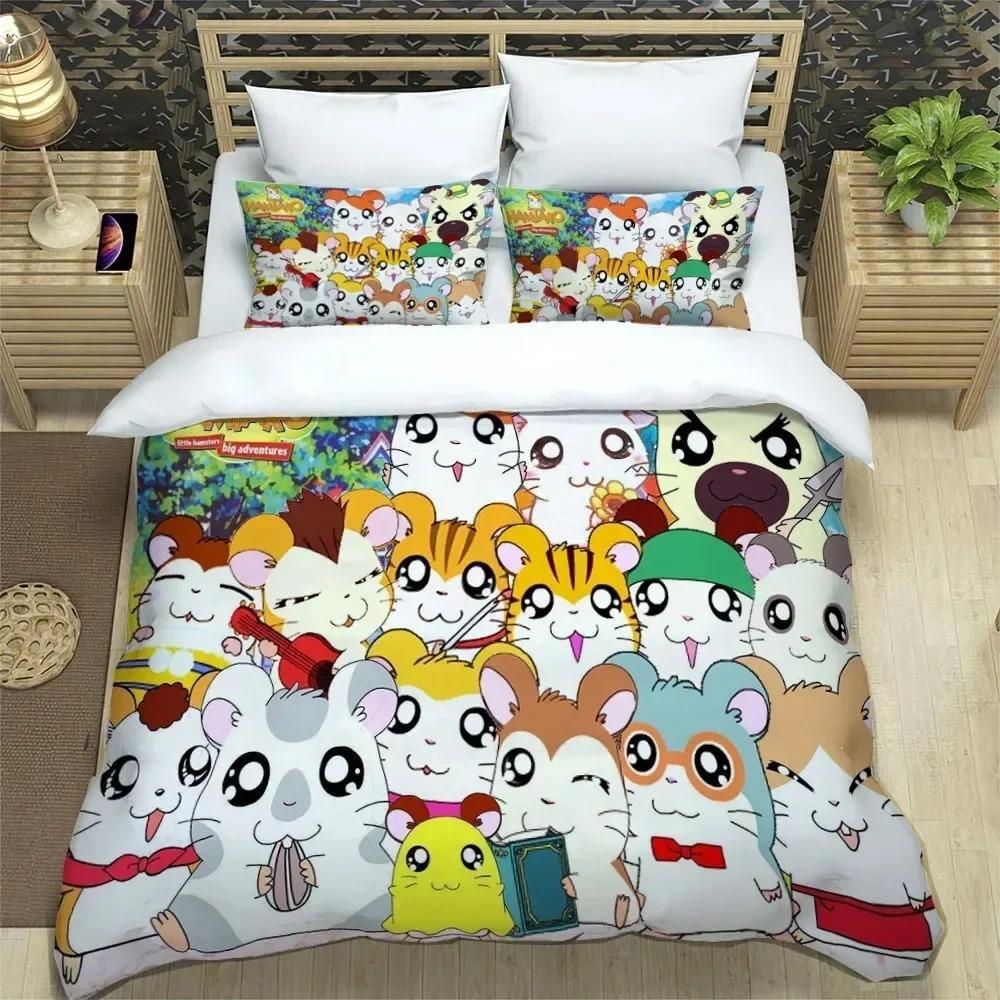 3D Printing Cartoon Lovely Hamtaro Bedding Set Bedroom Soft Modern Bedspreads Comefortable Duvet Cover Quilt Cover Pillowcase