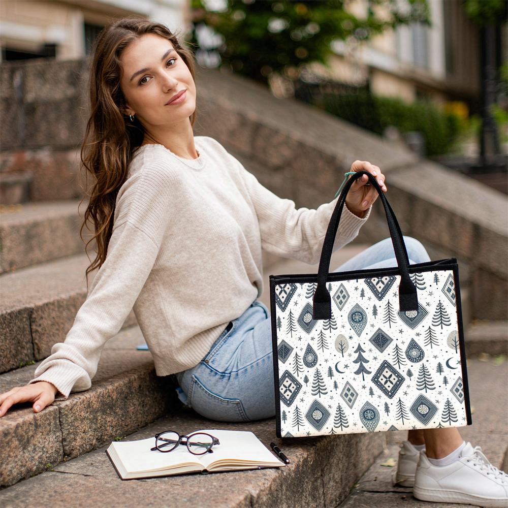 Bohemian Forest Pattern Tote Bag Casual Large Capacity Daily Shoulder Handbag