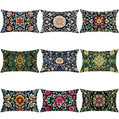 New Waist Pillow Cover Bohemian Style Decorative Living Room Sofa Cushion Cover Flower Print Cushion Cover