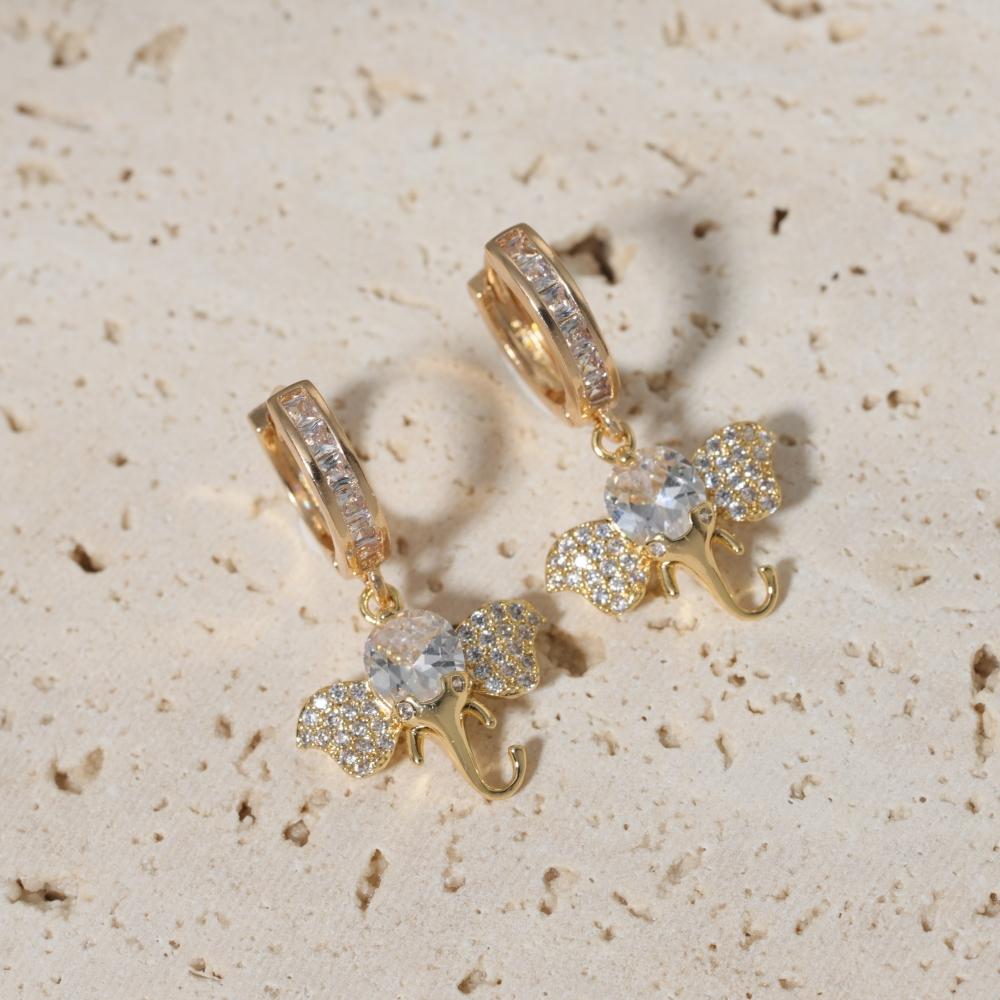 1 Paar Mode Elefanten Hängeohrringe für Damen Zirkonia Ohrring Schmuck Hochzeitsparty Accessoires