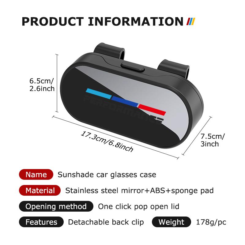 BBKM7 Car Glasses Box Portable Sunglasses Holder Eyeglass Case Sun Visor For BMW M M2 M3 M4 M5 M6 E46 E90 E60 F30 E39 X1 X3 X4 X5