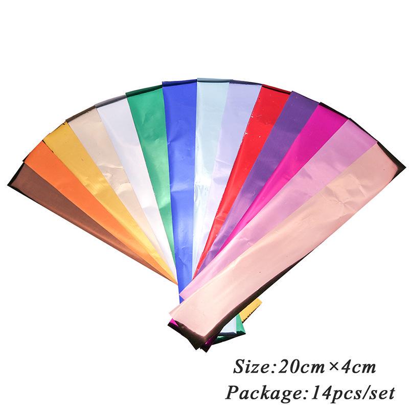 14 шт./компл. женская фольга для ногтей, наклейки для ногтей, металлическая цветная фольга, наклейки, украшения для дизайна ногтей 14 PCS