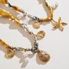 Qiong Yao Multi-Pendant Pearl Silk Scarf Necklace with Stainless Steel Clavicle Chain