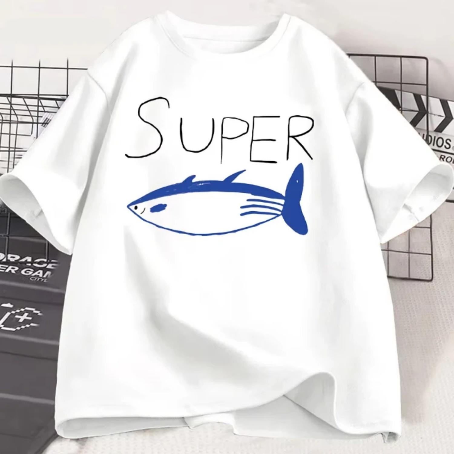 

Kpop Korean Jin Super Tuna Fish T-shirts Fashion Vintage Short Sleeve T-shirt Men Women Clothing Cotton Casual Oversized T Shirt S чорний