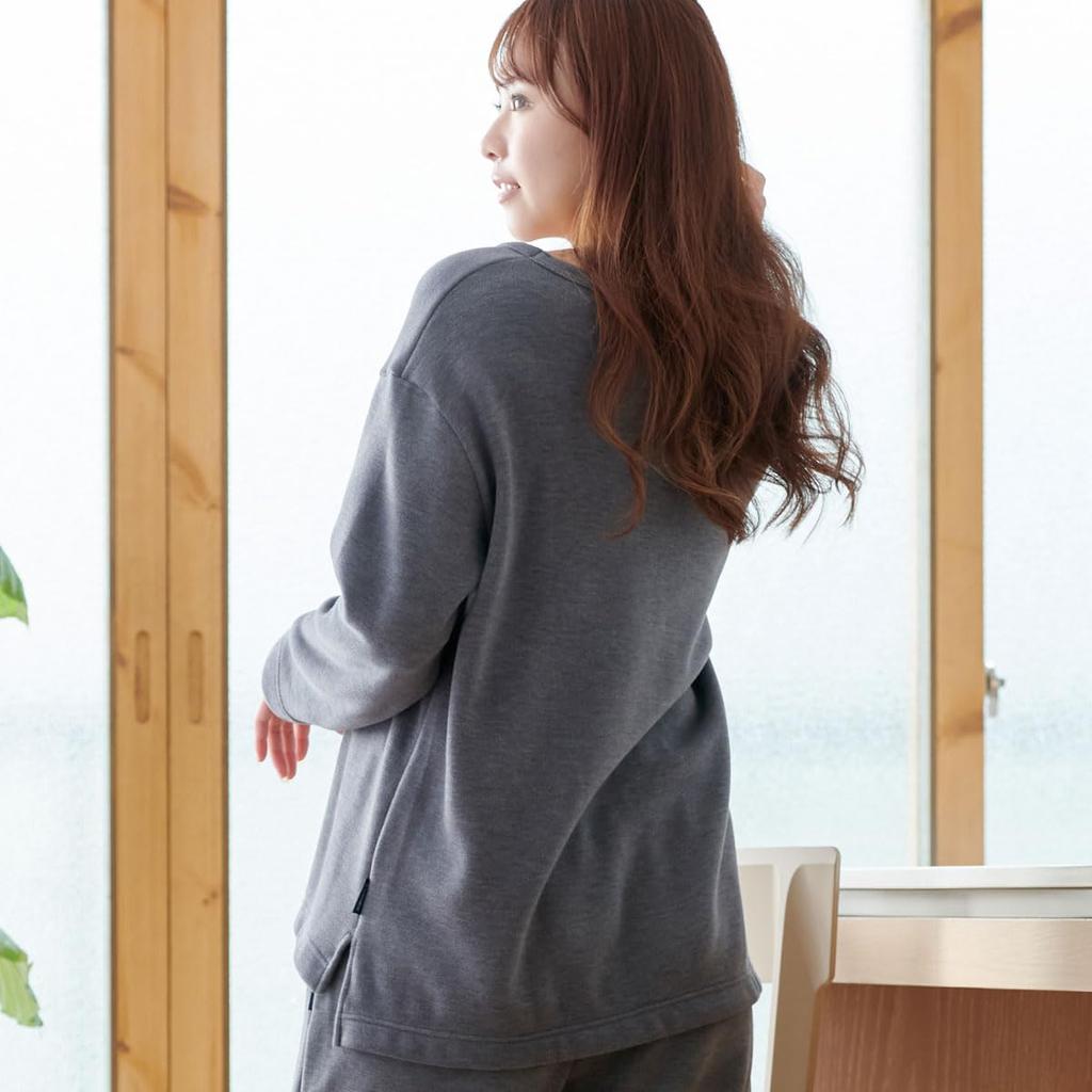 Venex Comfort Heat Crew Neck Pullover Long Sleeve Recovery Made in Smoky Gray Women's Wear, Japan,