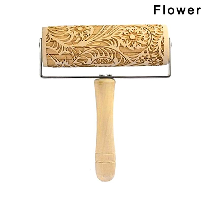 Dřevěný vánoční embosovací váleček Gravírované DIY nástroje na pečení sušenek pro děti