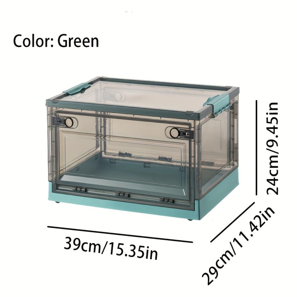 Vintage Style Plastic Storage Box with 3 Transparent Doors, Foldable Clothes Organizer, Multi-Use Book and Toy Container, Space-Saving Snack Storage