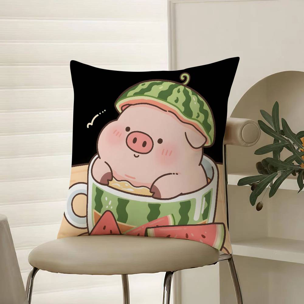 Cute Pig Summer Surprise Pillow Case Comfort Sofa Bed Silky Elegant Invisible Zipper Decorative Cushion Cover