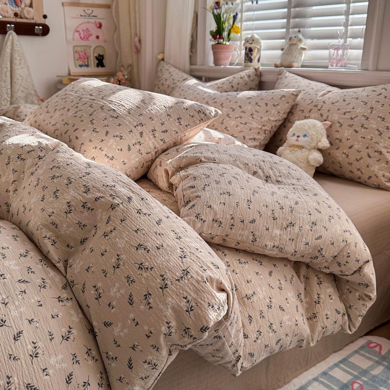 2026 Cloud-Feel Crinkled Cotton Double Gauze 4-Piece Set