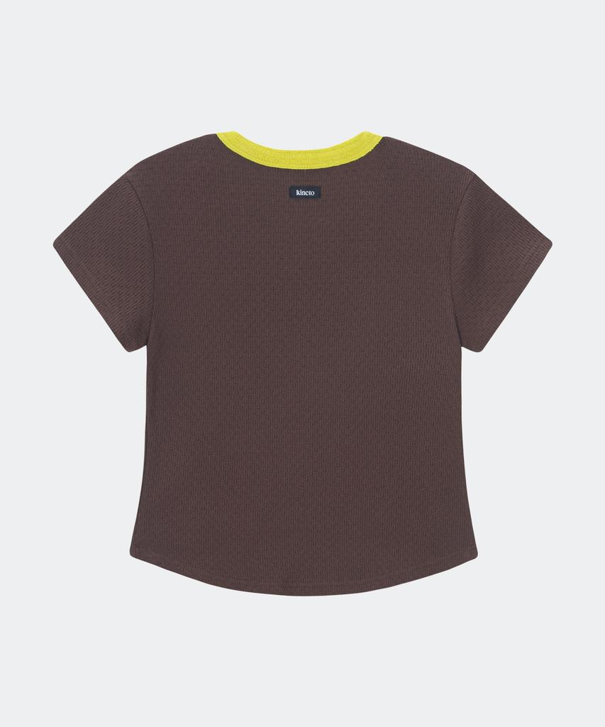 KINETO Women_Round Ribbon Line T-Shirt_Brown Lime