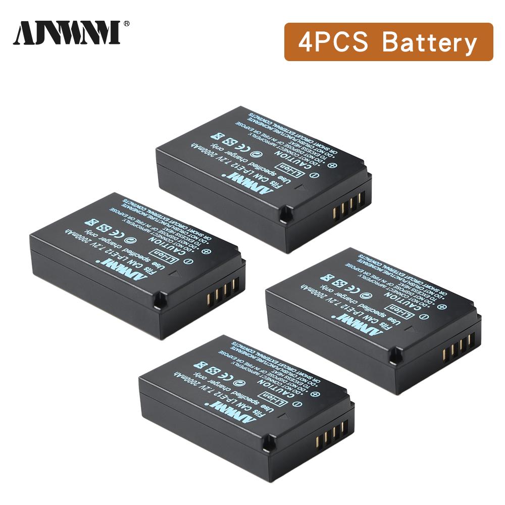 AJNWNM LP-E12 LP E12 LPE12 Li-ion Battery Set for Canon EOS M50, EOS M100,100D Kiss X7 Rebel SL1 Charger