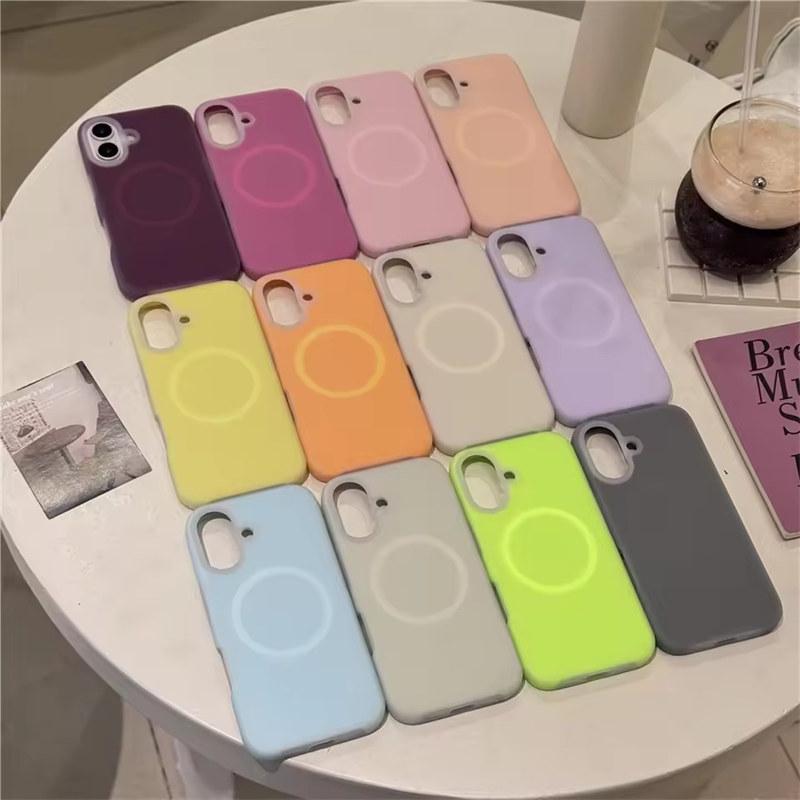 Płynny Silikon Cukierkowy Żel do Magnetycznego Etui Magsafe na iPhone 11 12 13 14 15 16 Pro Max Pogrubiona Wstrząsoodporna Pokrywa z Bumperem