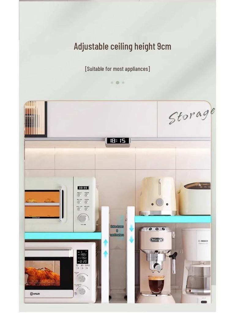 Suport expandabil cu două niveluri pentru cuptor cu microunde, stil crem, pentru blatul de bucătărie