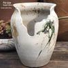 Handmade Retro Ceramic Purple Clay Pot - Large Succulent Pot with Old Branch Design
