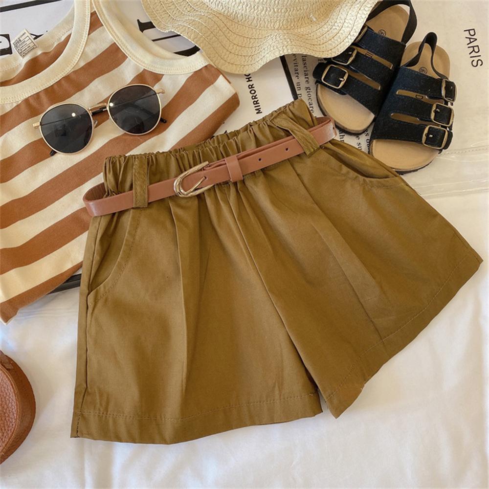 Bear Leader Girls Fashionable and Casual Set Summer Thin Children's Stripe Suspender Tank Top Shorts Two Piece Set Clothes