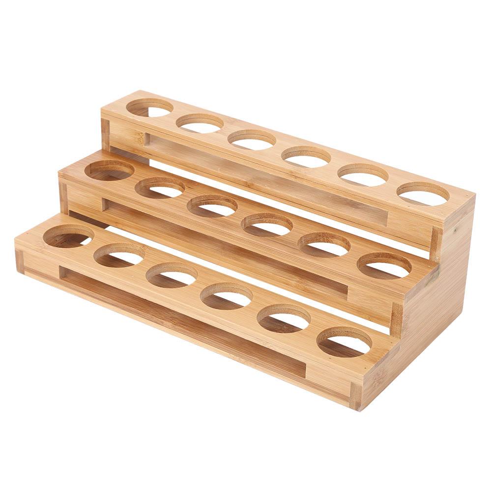 35mm Hole Diameter Bamboo Essential Oil Bottle Display Rack Stand Essential Oil Storage Box