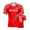 Switzerland Football Jersey V-Neck Swiss Cross Flag Print Quick Dry Soccer Shirt for Women Kids