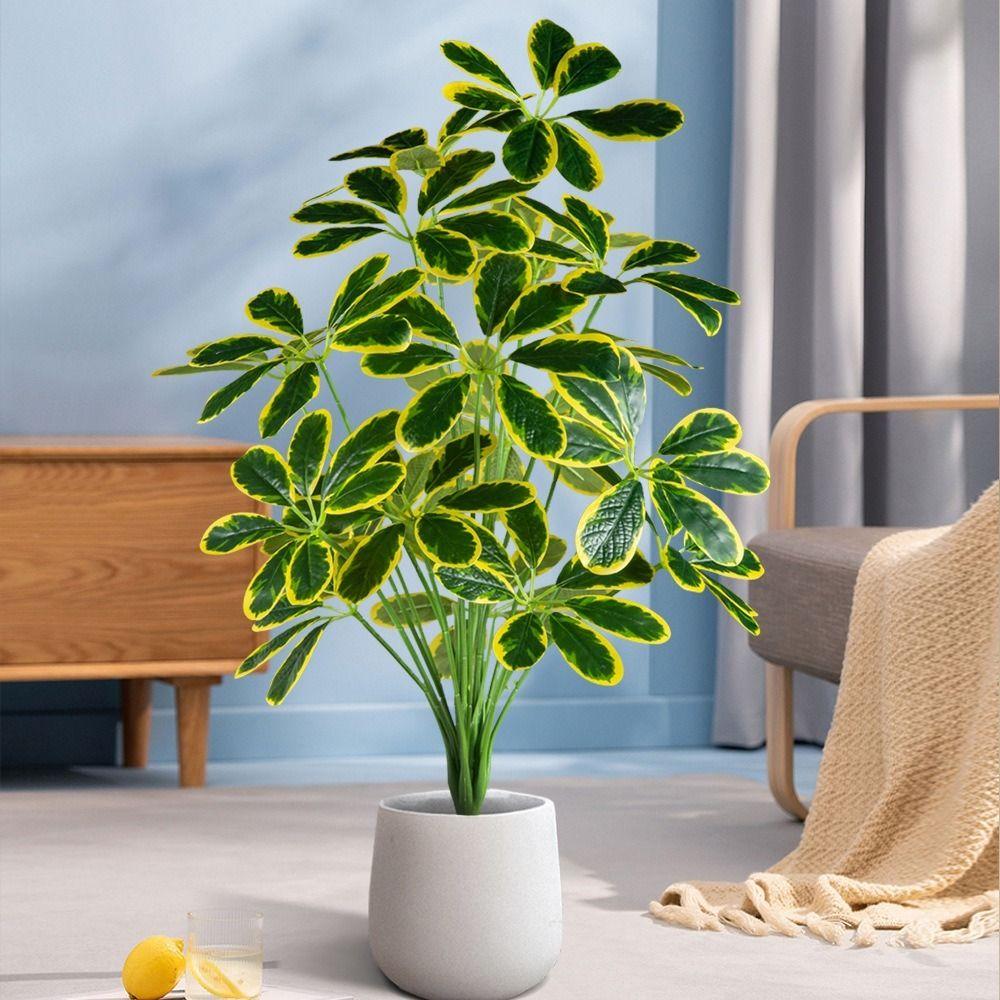 Plastic Material Fake Palm Plants Large Size Plastic Shrub Leaves For Outdoor Decor