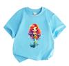 Kids Boys Girls Crew Neck Short Sleeve 100% Cotton T-Shirt Cute Rainbow Hair Mermaid Printed Casual Soft Tees for Summer Daily Wear Birthday Gift for