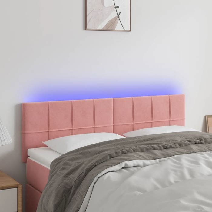 VidaXL LED Headboard Bedroom Furniture Double Bed Accessory Head of Bed Frame Interior Pink 3121665