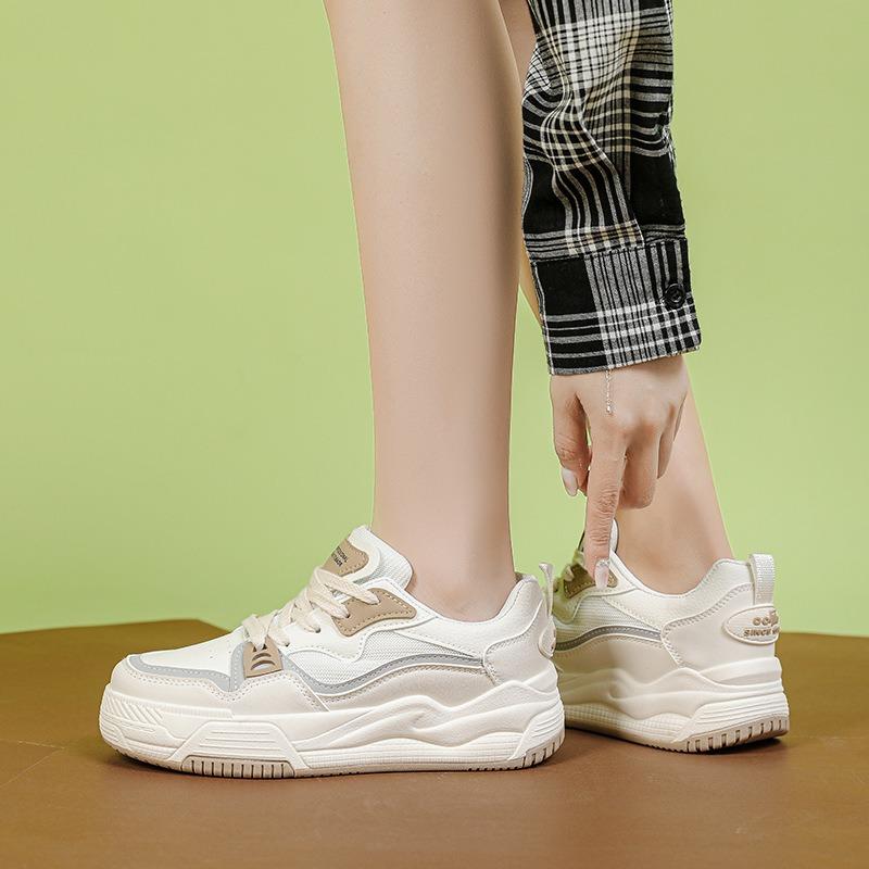 Retro Color Blocking Design Sneakers for Women's Spring Thick Soled Shoes