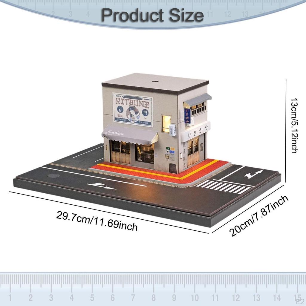 1/64 Scale Model Car Display Case Showcase Organizer Izakaya Diorama Decorative with Light