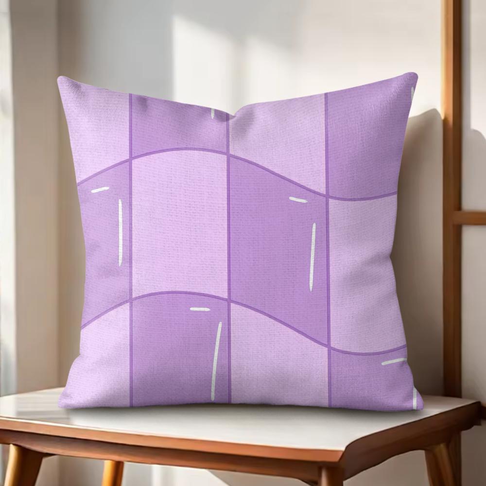 Purple Geometric Art Cushion Cover Natural Linen Organic Fabric DoubleSided Printing Couch Pillow Covers Home Decor