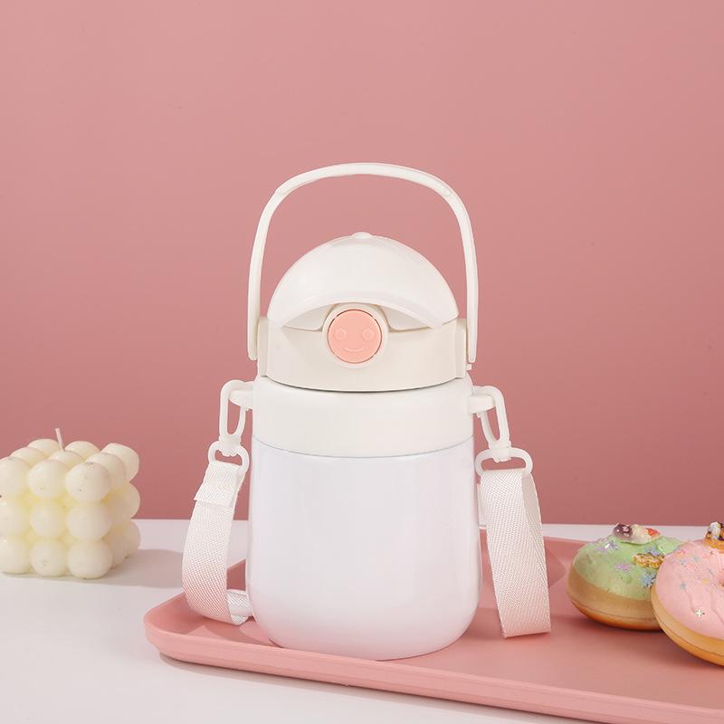 Water Bottle Children's Thermos Cup Stainless Steel Kettle Big Belly Cup with Strap Sports Fitness Cup Large Capacity Large Size