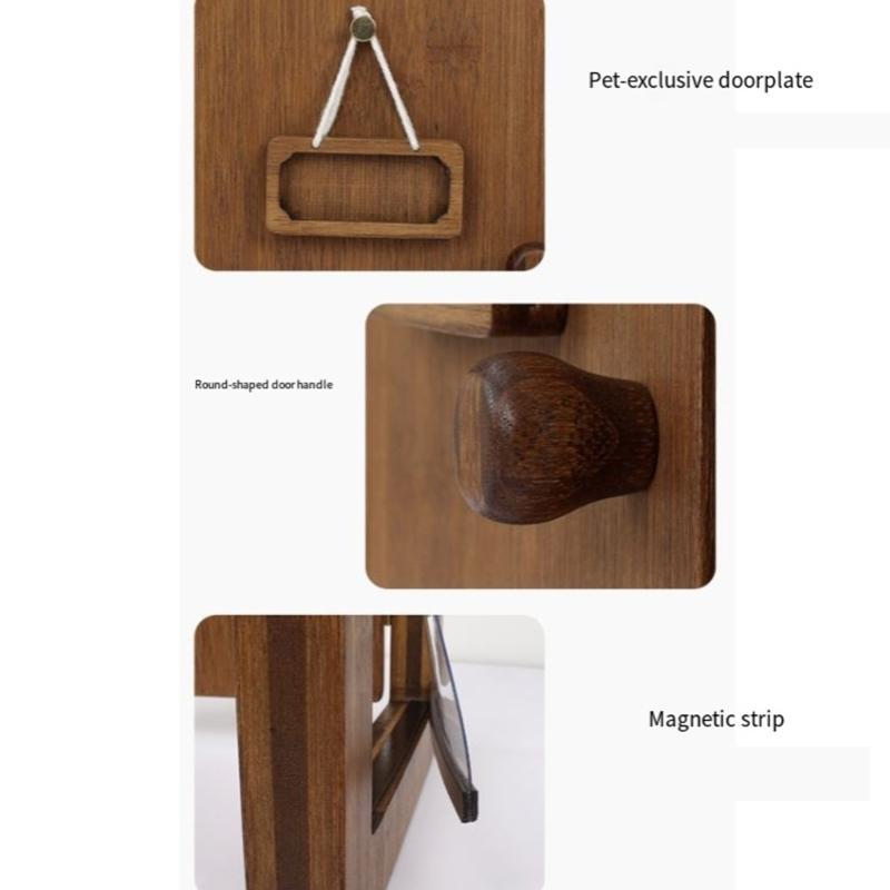 Antique Pet Door Carbonized Wood Access Door for Easy Enter to Various Home Decoration and Setting Small Dog Cats Gate