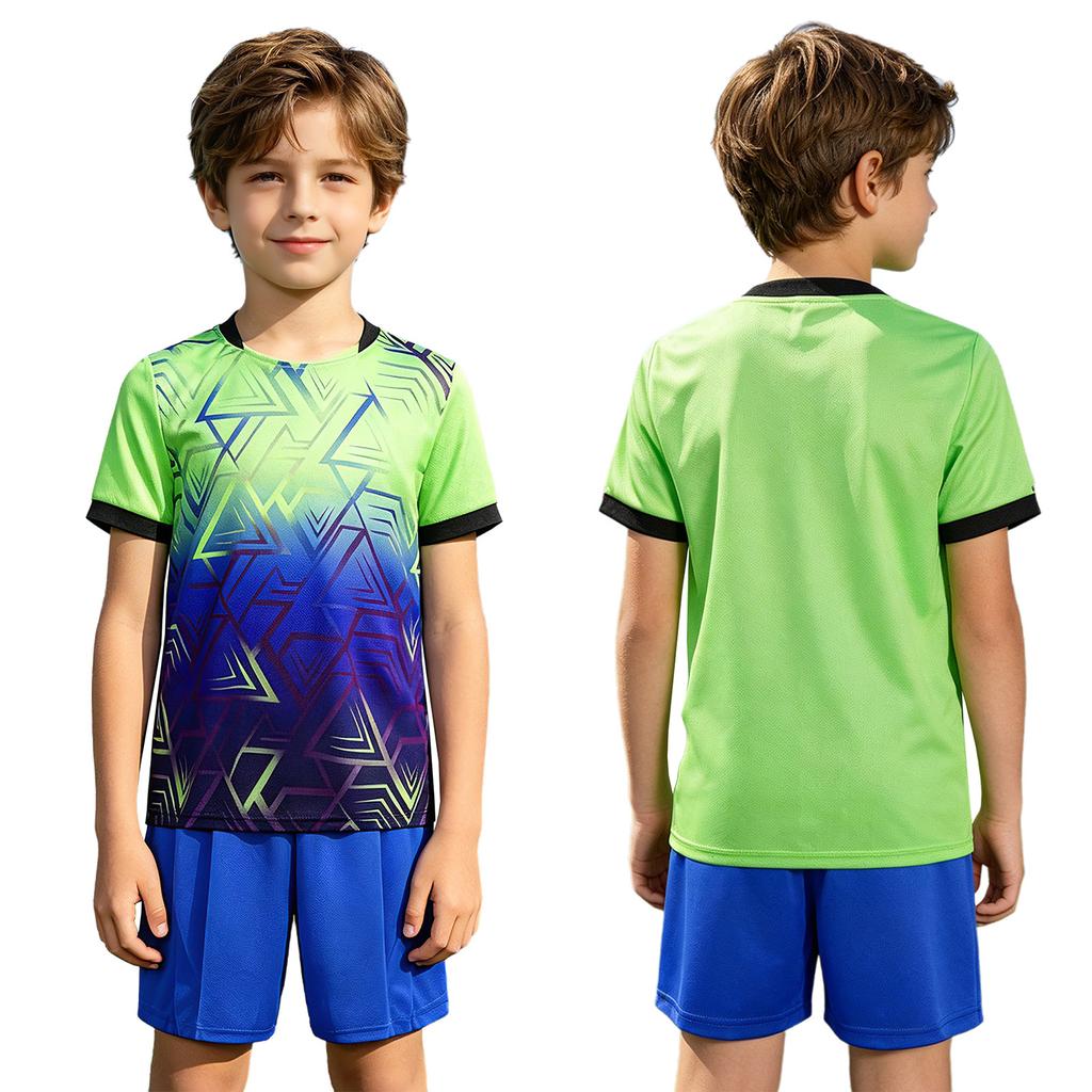 Sportanzug für Kinder und Jungen, Fußball-Outfits, stilvolles bedrucktes Kurzarm-T-Shirt mit Shorts, 2-teiliges Activewear-Set, Basketball-Lauf-Trainingsanzug-Outfit