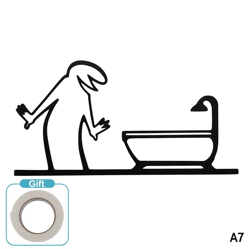 3D Nyomtatott Minimalista Vonalas Faldekoráció Öntapadós WC Jel Vízálló Modern Dísz Fürdőszobába Otthoni Dekoráció