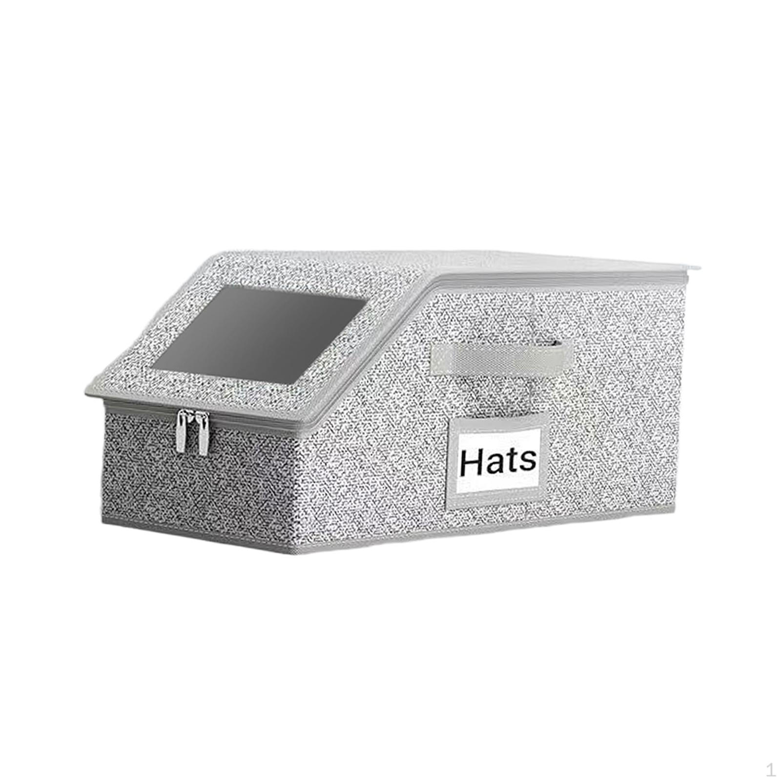 

Hat Storage Box Baseball Cap Organizer Clear Lid Multifunctional Foldable Container