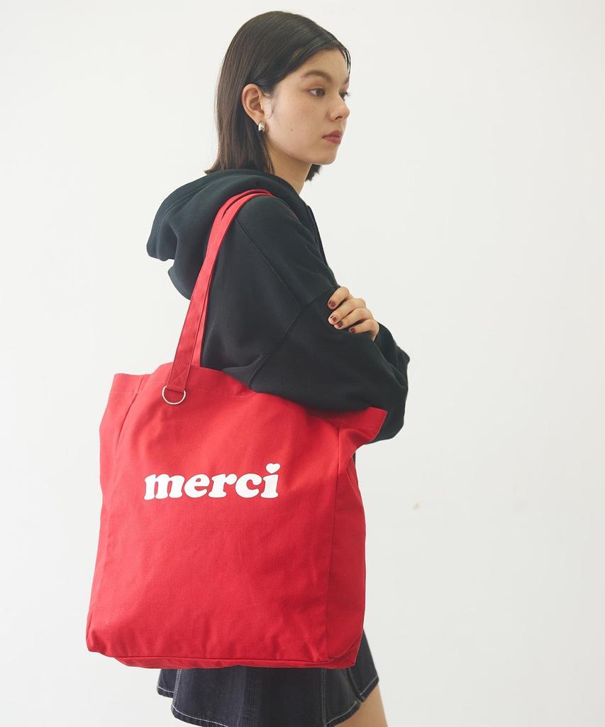 Milkfed MERCI LOGO TOTE Tote Red Bag, Women's,