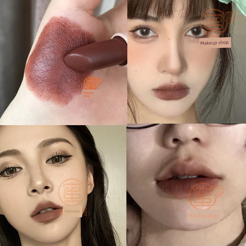 Good Color Matching! Light Fashion Sense Milk Apricot Nude Coffee Low Saturation Primary Color Coffee Space Mud Lipstick Plain Face Control