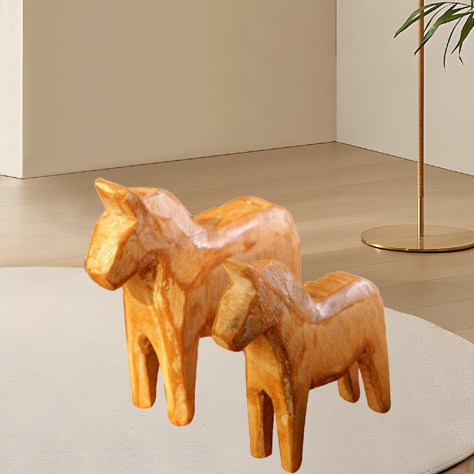 

2 шт. Деревянная статуэтка лошади ручной резьбы Декор Декоративный подарок на новоселье Скульптура Фигурка