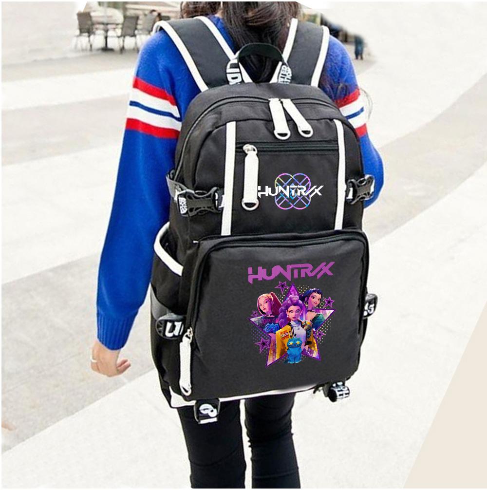 Cartoon K-Pop Demon Hunters Backpack Large Capacity Bookbag Laptop Unisex Student Boy Girl School Bag Large Capacity Travel Outdoor Bag