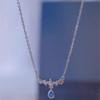 ANENJERY Colier cu stea cu picături de apă cu zircon albastru pentru femei Design de nișă de lux ușoară Nouă modă lanț de claviculă pandantiv rafinat