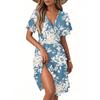 Women's Casual Fashion Dress Vintage Floral Floral Short Sleeve V-neck Dress