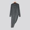 INCERUN Autumn Men Turtleneck Long Sleeve Texture Rib Irregular Tunic Tops Pullovers